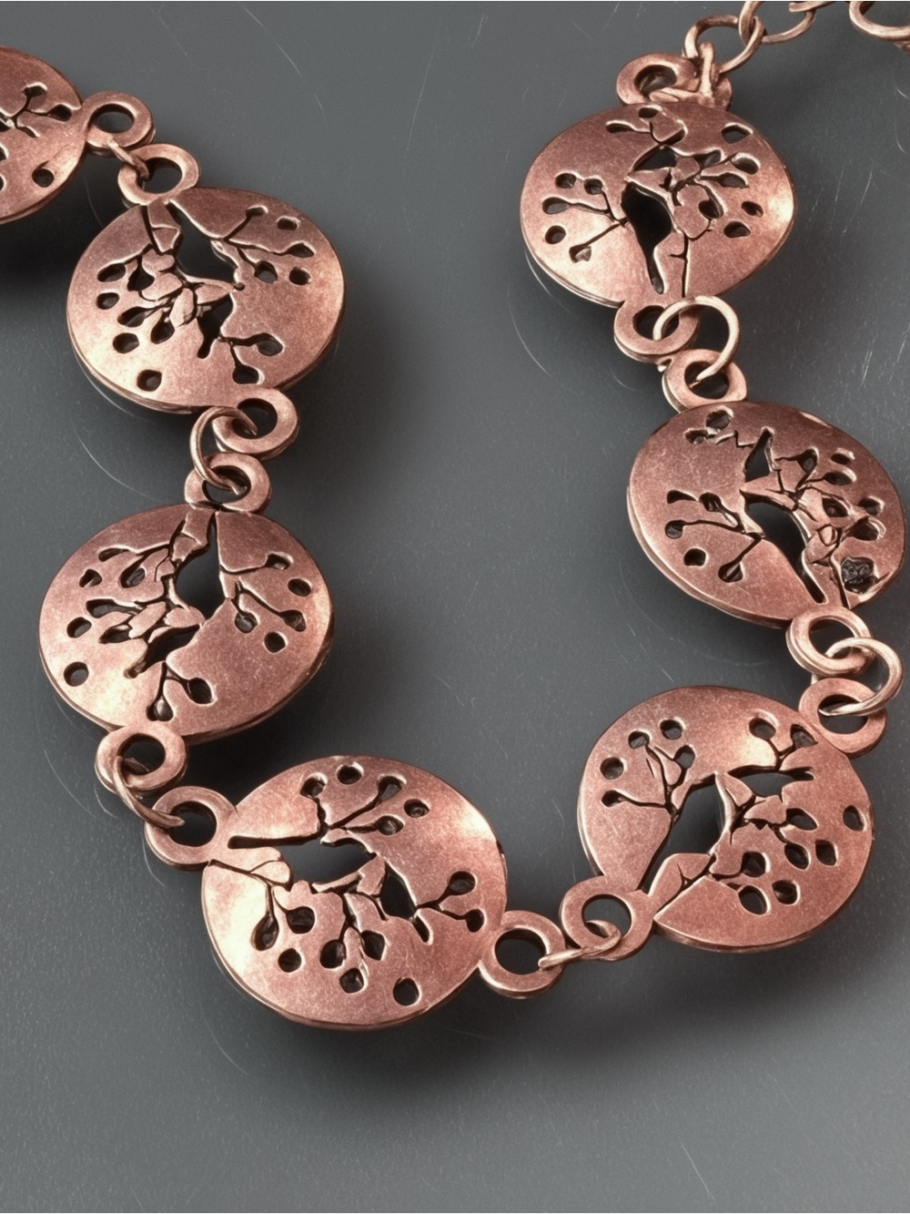 "Nest in Peace" Copper Bird Bracelet Openwork Lazer Cut Bird  7”  Bracelet